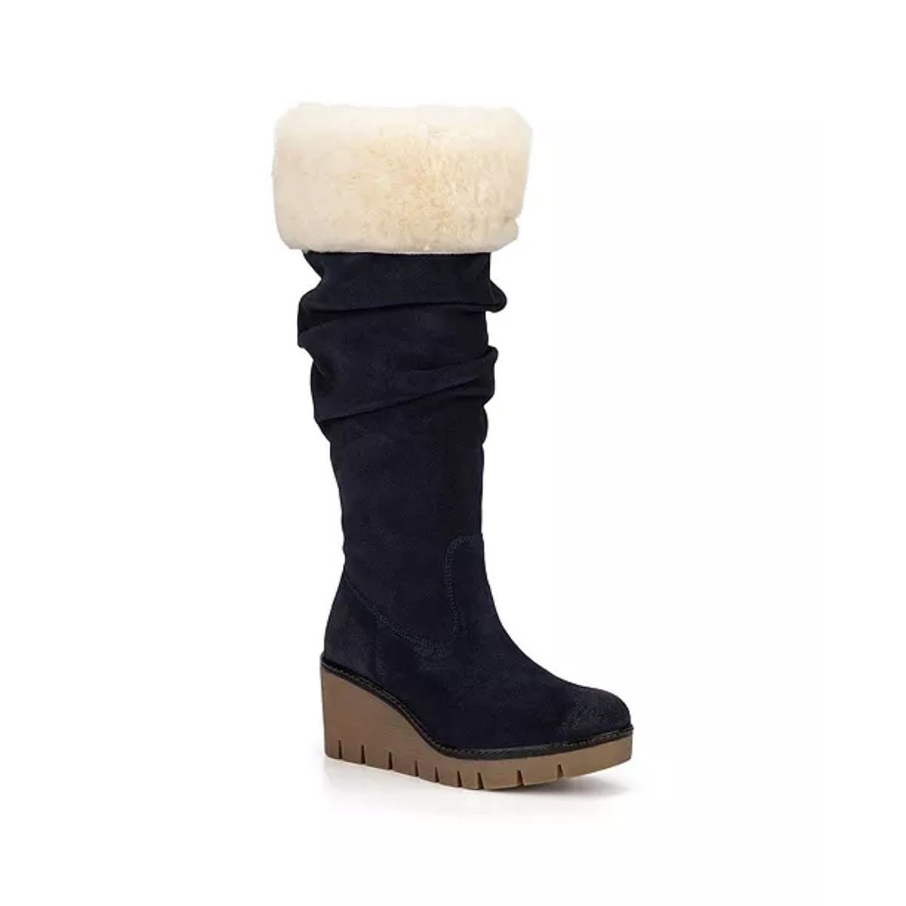 VINTAGE FOUNDRY CO ARABELLA HAND MADE REAL SHEEPSKIN OVER KNEE BOOTS